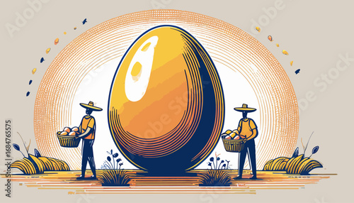 Symbolic illustration of a giant golden nest egg representing successful long-term investment growth