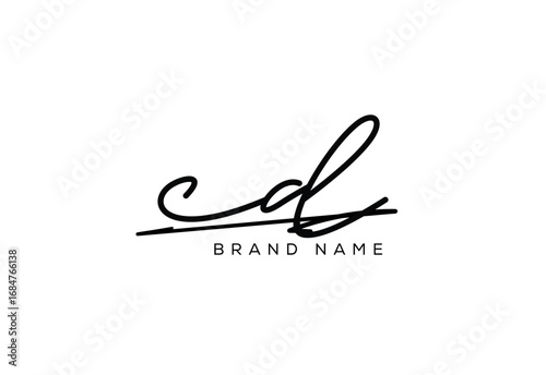CD letter elegant cursive beauty handwriting logo.