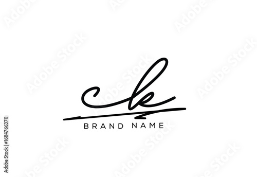 CK letter elegant cursive beauty handwriting logo.
