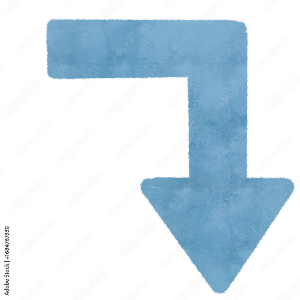 Obraz premium シンプルな水彩風の青色の曲がる矢印のイラスト