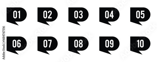 Numbers set 1 to 10 vector icon set illustration on white background. EPS 10