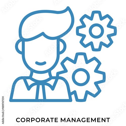 Corporate Management Blue Line Icon