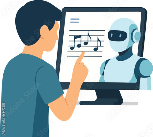 AI assistant helping with music composition Illustration
