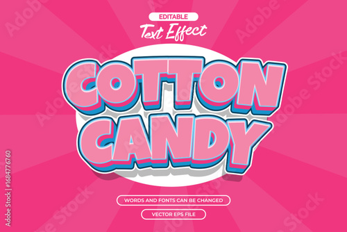 3d cotton candy editable text effect with pink comic background