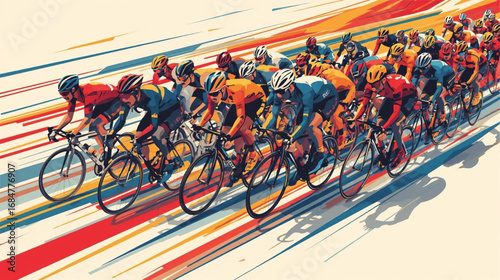 "Cycling Peloton Racing Through Scenic France Abstract Vector Art" Ai Generate 