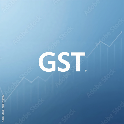 Creative GST typography across finance, tax, and stock-themed backgrounds highlighting rate cuts, economic impact, digital finance, and corporate design.