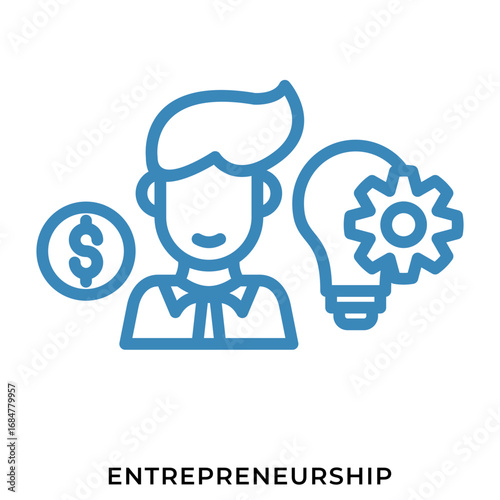 Entrepreneurship Blue Line Icon
