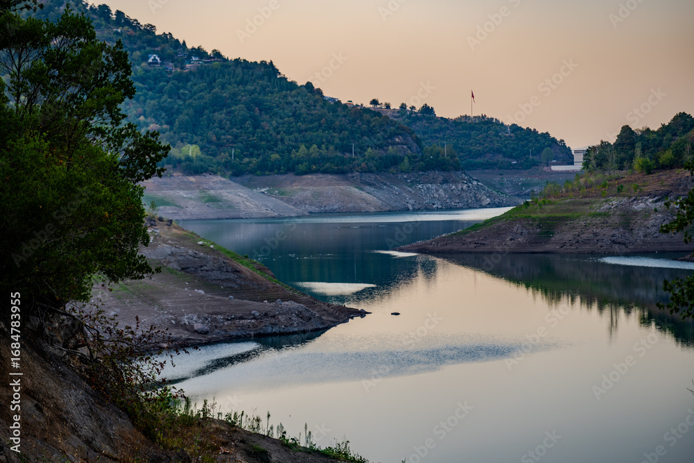 Fototapeta premium Yuvacık Dam Lake at Sunset