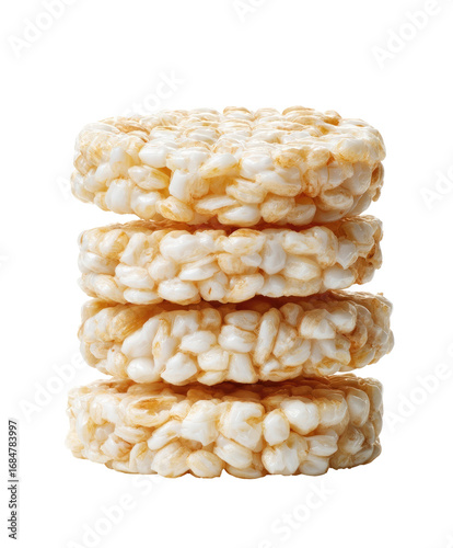 Stack of four crisp, round rice cakes