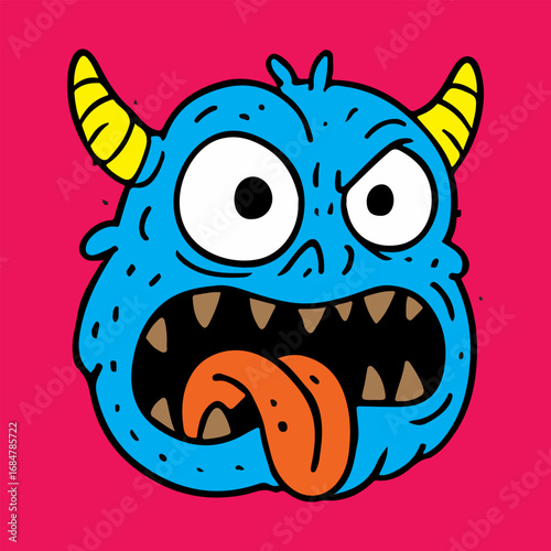 Fotografie crazy monster cartoon character head illustration drawing