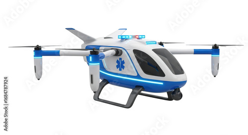 3d icon of ambulance drone isolated on transparent background, a modern and innovative medical transport for emergency rescue and healthcare services