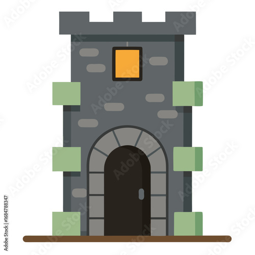 Cartoon stone tower gate vector illustration
