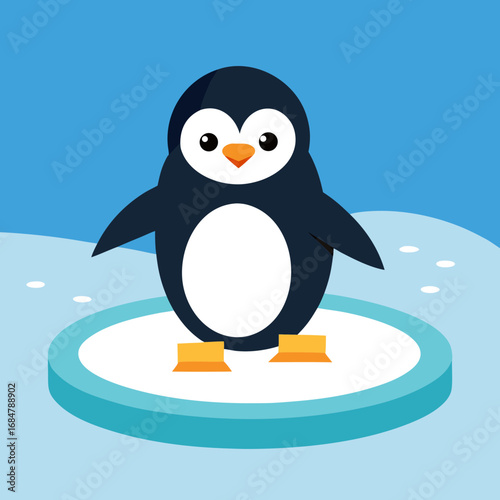 Cartoon penguin ice playground vector illustration