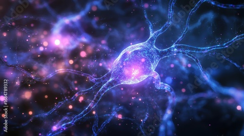 Glowing Neural Connections Forming an Artificial Intelligence