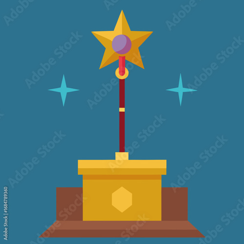 Cartoon magical staff altar vector illustration