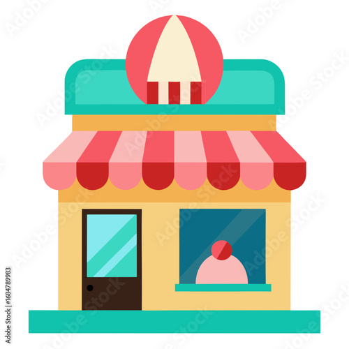 Cartoon ice cream shop vector illustration