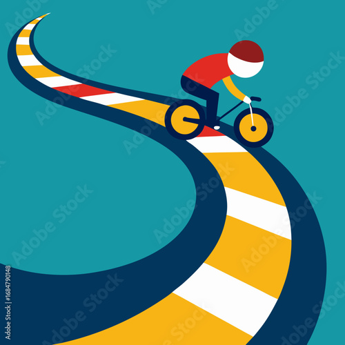 Cartoon cycling track vector illustration