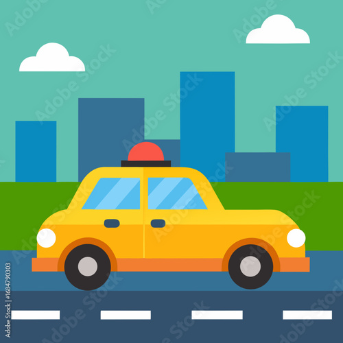 Cartoon taxi cab street vector illustration