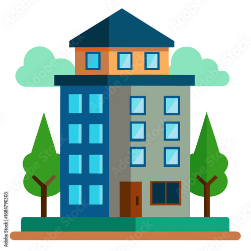 Cartoon apartment block vector illustration
