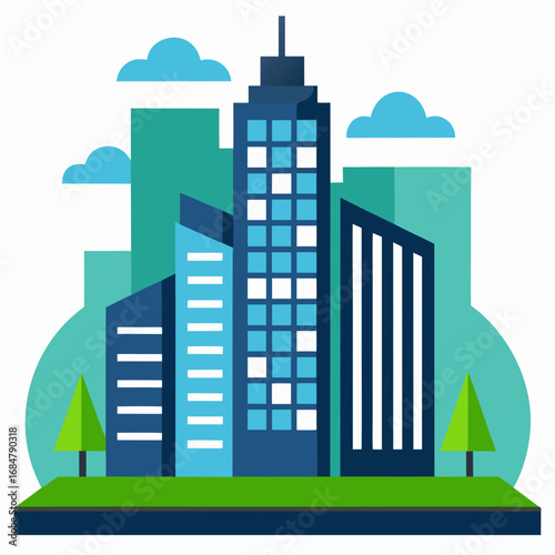 Cartoon office skyscrapers vector illustration