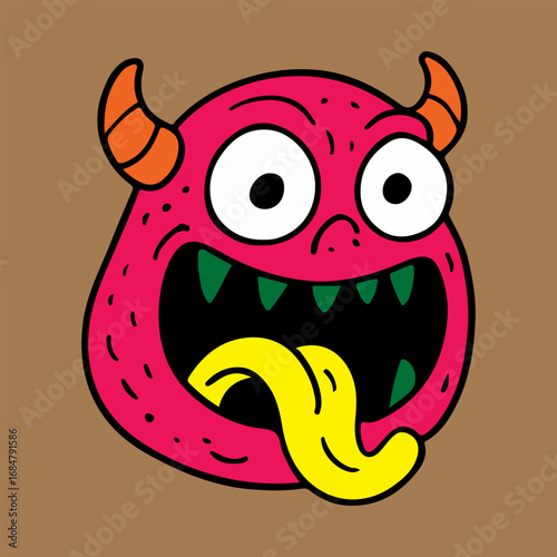 Obraz na płótnie crazy monster cartoon character head illustration drawing