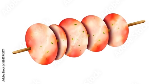 A vibrant, red tomato, fresh and juicy on a fork, is a healthy and natural food