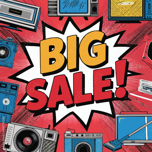 Pop-Art Black Friday Ad with Comic Style Big Sale Callout