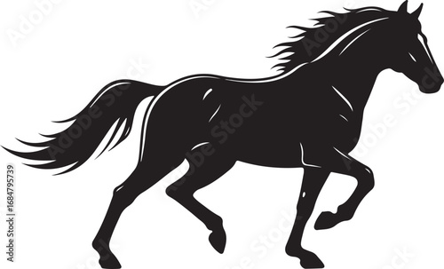 Galloping Horse Silhouette Black and White Equestrian Elegance Symbol of Freedom and Power