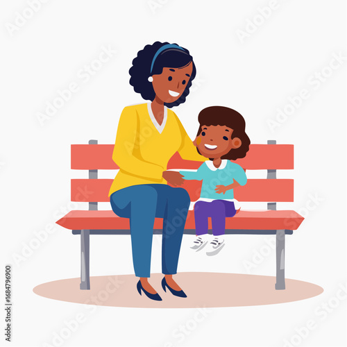 Mother and Daughter Sharing a Tender Moment on a Park Bench