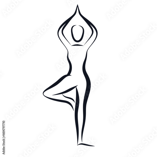 Minimalist Yoga Tree Pose Illustration A Symbol of Balance Serenity and Mindfulness for Health and Wellness Practices