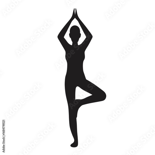 Elegant Silhouette of a Woman Performing Tree Pose Yoga A Symbol of Balance Mindfulness and Inner Peace