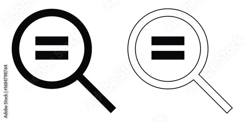 Dark magnifying glass set of 2 on isolated white background. Search object, Lens icon set. Graphical vector illustration of zoom icon. Modern vector shape lens. Mathematic icon on search bar. EPS 10. 