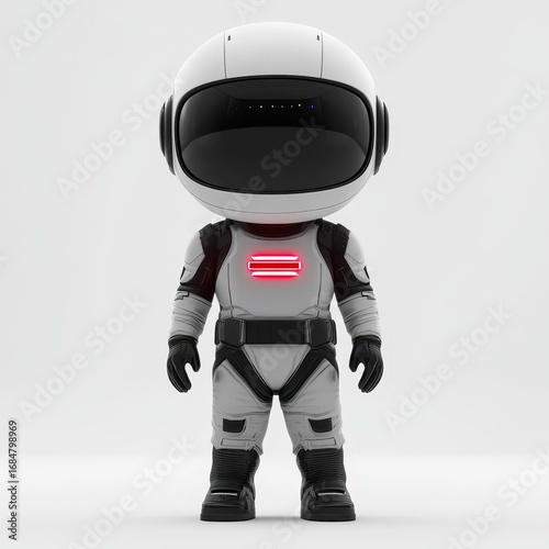 Astronaut in White Spacesuit with Red Chest Light 3D Rendered Character