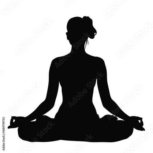 Serene Silhouette A Woman Practicing Yoga in Lotus Position a Symbol of Peace Harmony and Well being