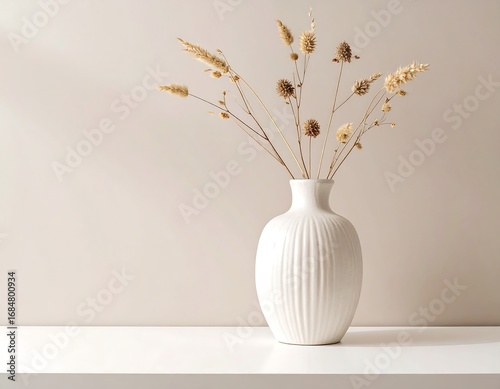 Dried Flowers in Vase, Minimalist Home Decor.