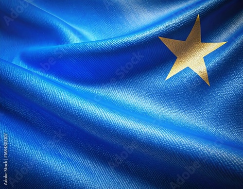 Close-up of a rippled, blue flag