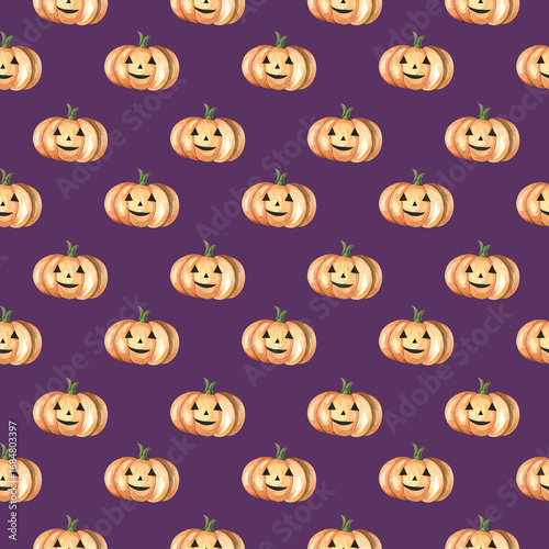 Halloween spooky pumpkin seamless pattern,  evil jack o lantern, designs for a fun October celebration