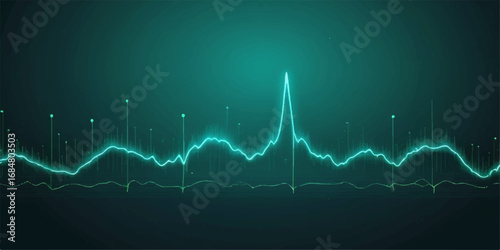 EKG heartbeat monitor showing a medical graph trace of a healthy cardiogram with a green pulse line