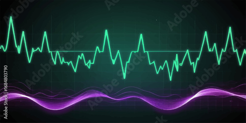 A cardiogram displaying a green heartbeat wave on a monitor symbolizes the pulse and rhythm of a healthy heart