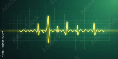 Green heart EKG line on a medical monitor