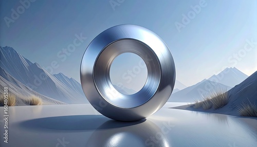 Metallic Ring in a Mountain Landscape.