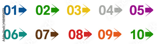 colorful number button icon set