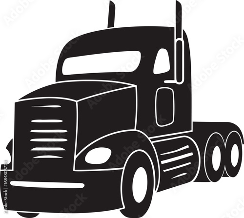 Powerful semi-truck front view silhouette for logistics and transportation industry imagery vector