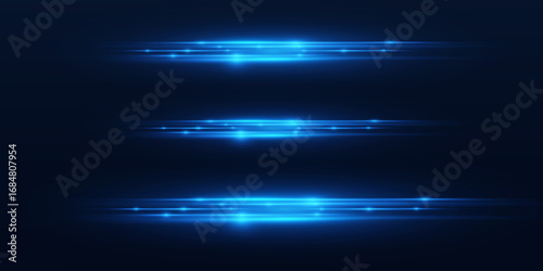 Collection of blue light effects and horizontal lines.