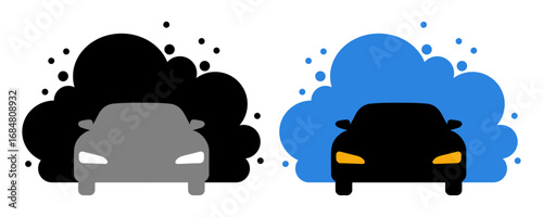 Car wash logo, Car wash station. Carwash service icon set. Car Wash Ad Cleaning the Engine and Body vector illustration.