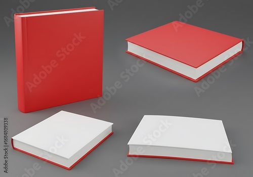深紅と純白の質感、３Dレンダリングブック
