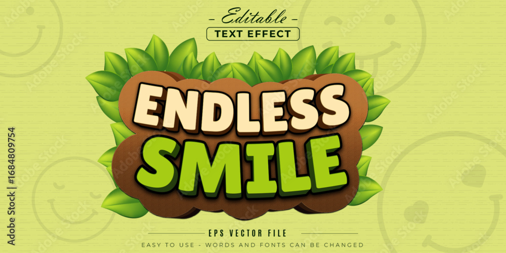 Naklejka premium Endless smile text style, editable text effect.