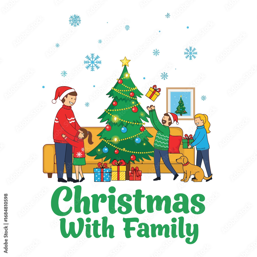 Fototapeta premium Aesthetic Merry Christmas Graphic Santa Claus