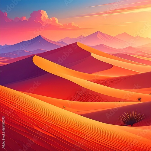 Desert Sunrise Landscape.