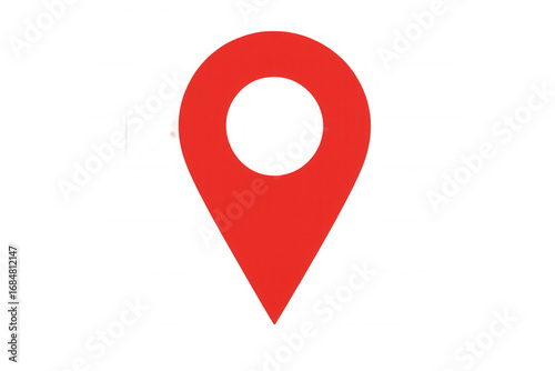 Red location pin icon isolated on transparent background, indicating a specific place or point of interest on a map